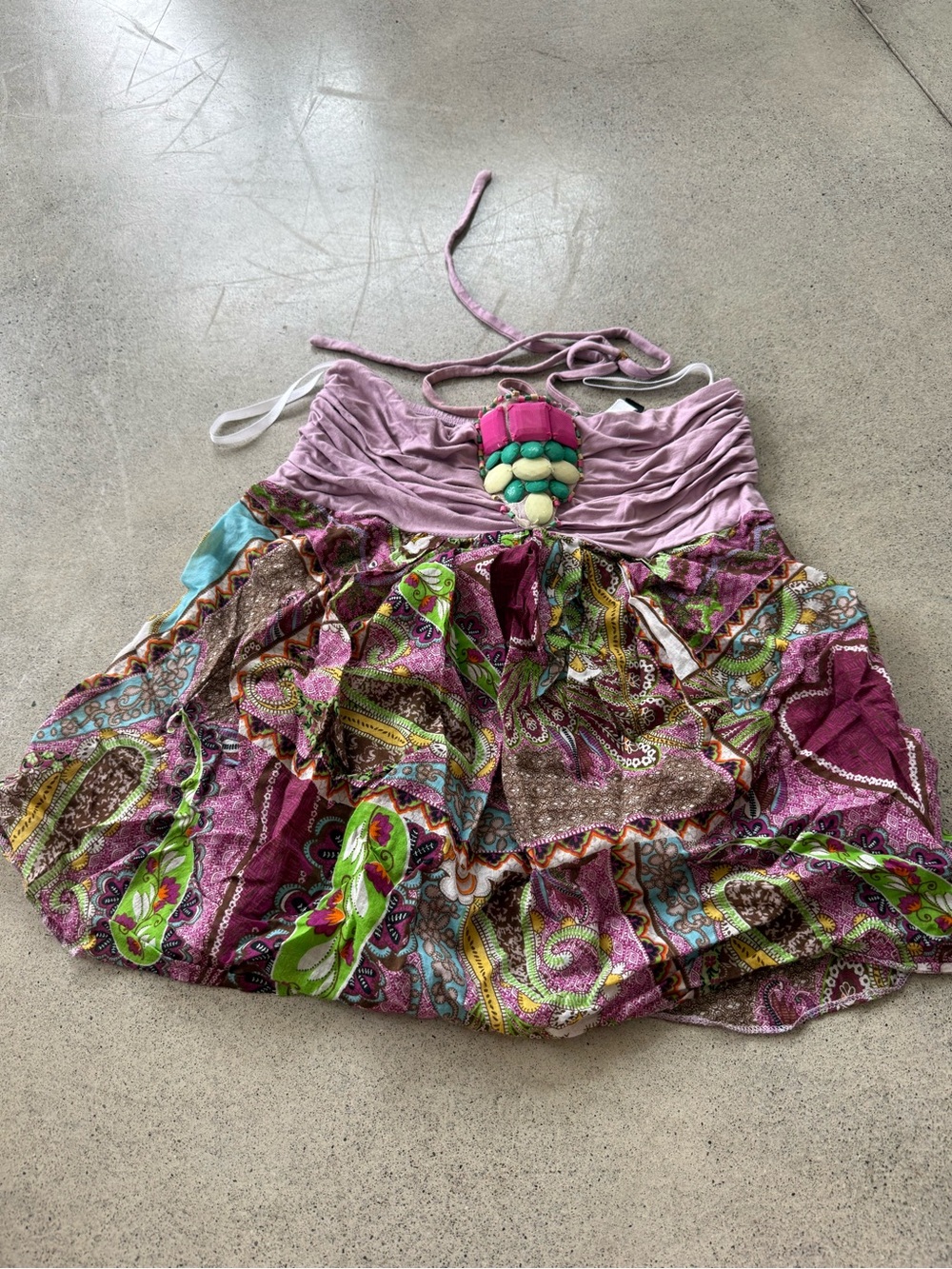 Vintage HARI Pink Multi Tiered Patchwork Skater Skirt
